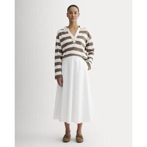 Everlane Women's Midi Skirt in Ultrasoft Cotton in White, Size 4
